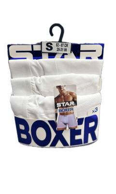 STAR 3LÜ BEYAZ ERKEK BELİ KEMERLİ LYCRALI BOXER - Star