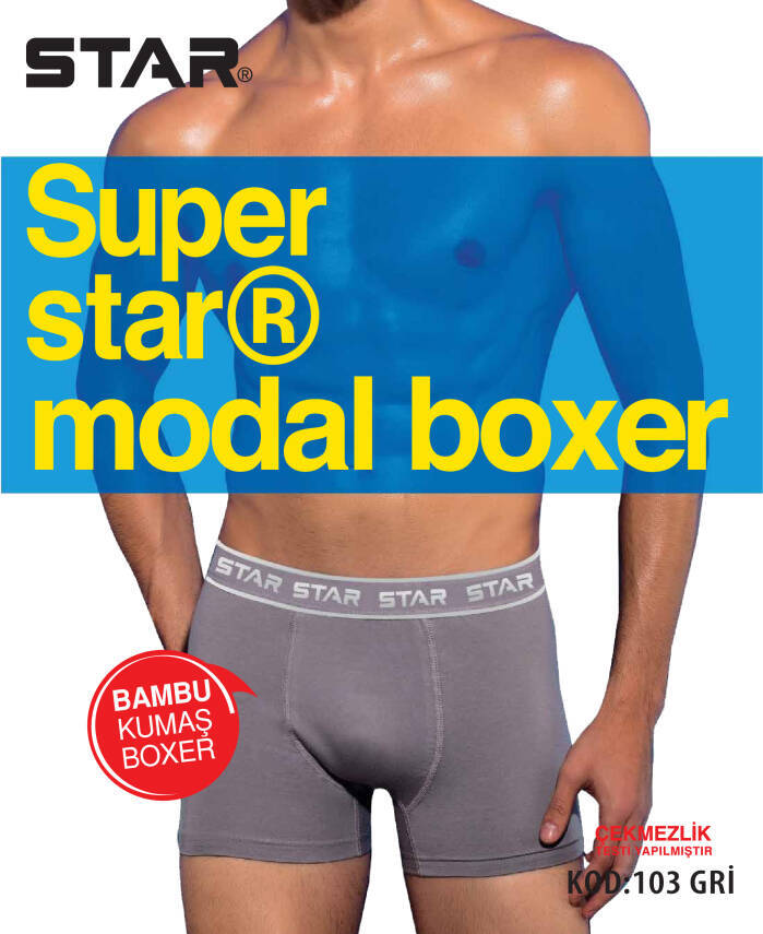 STAR 3'LÜ ERKEK MODAL BELİ KEMERLİ BOXER - 3