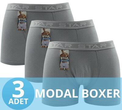 STAR 3'LÜ ERKEK MODAL BELİ KEMERLİ BOXER - 1