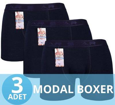 STAR 3'LÜ ERKEK MODAL BELİ KEMERLİ BOXER - Star