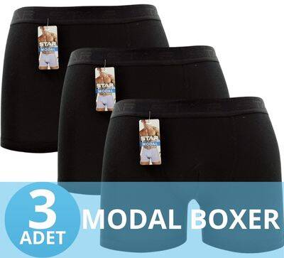 STAR 3'LÜ ERKEK MODAL BELİ KEMERLİ BOXER - 1