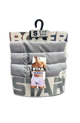 STAR 3LÜ GRİ ERKEK BELİ KEMERLİ LYCRALI BOXER 