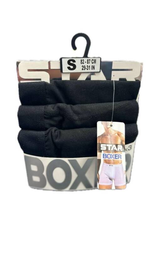 STAR 3LÜ SİYAH ERKEK BELİ KEMERLİ LYCRALI BOXER - 1