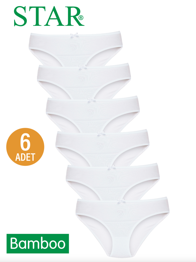 STAR 6 LI KADIN BEYAZ ORGANİK BAMBU BİKİNİ KÜLOT - 1