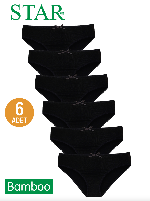 STAR 6 LI KADIN SİYAH ORGANİK BAMBU BİKİNİ KÜLOT - 1