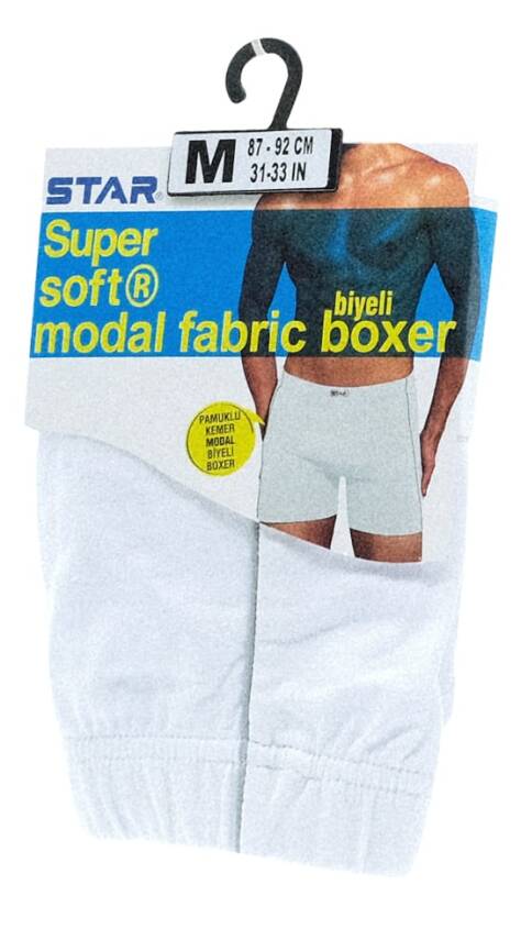 STAR ERKEK BEYAZ MODAL PAMUKLU KEMER BİYELİ BOXER - 3