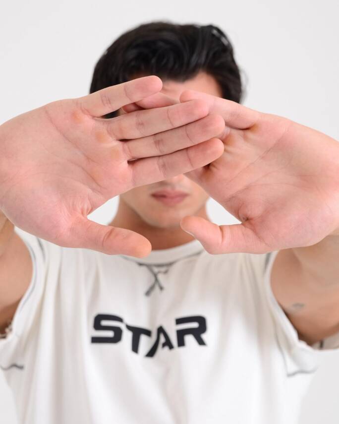 STAR ERKEK BEYAZ OVERSİZE DİKİŞ DETAYLI T-SHİRT - 3