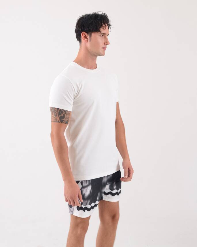 STAR ERKEK BEYAZ REGULAR KESİM BASİC T-SHİRT - 3