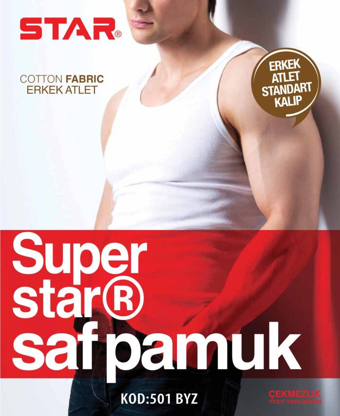 STAR ERKEK BEYAZ SAF PAMUK ATLET - 1