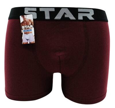 STAR BORDO PAMUKLU ESNEK KEMERLİ BOXER 