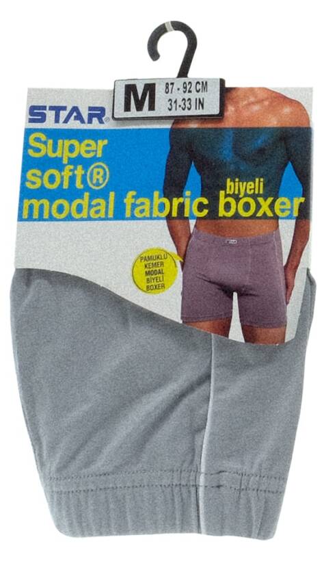 STAR ERKEK GRİ MODAL PAMUKLU KEMER BİYELİ BOXER - 3