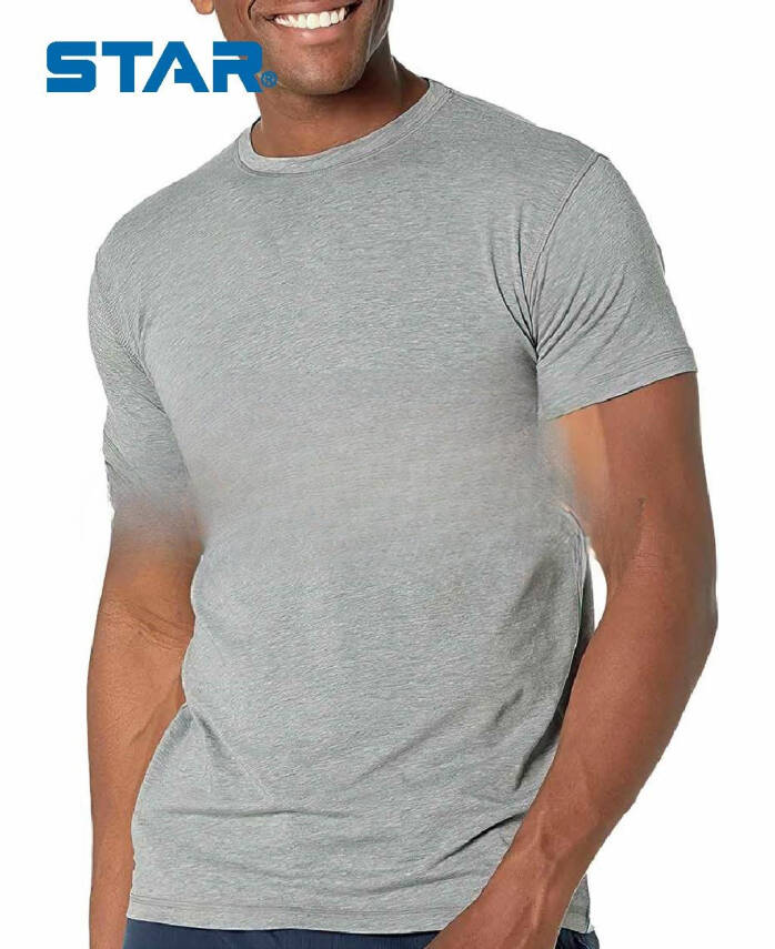 STAR ERKEK GRİ MODAL SIFIR YAKA KISAKOL T-SHİRT - 2