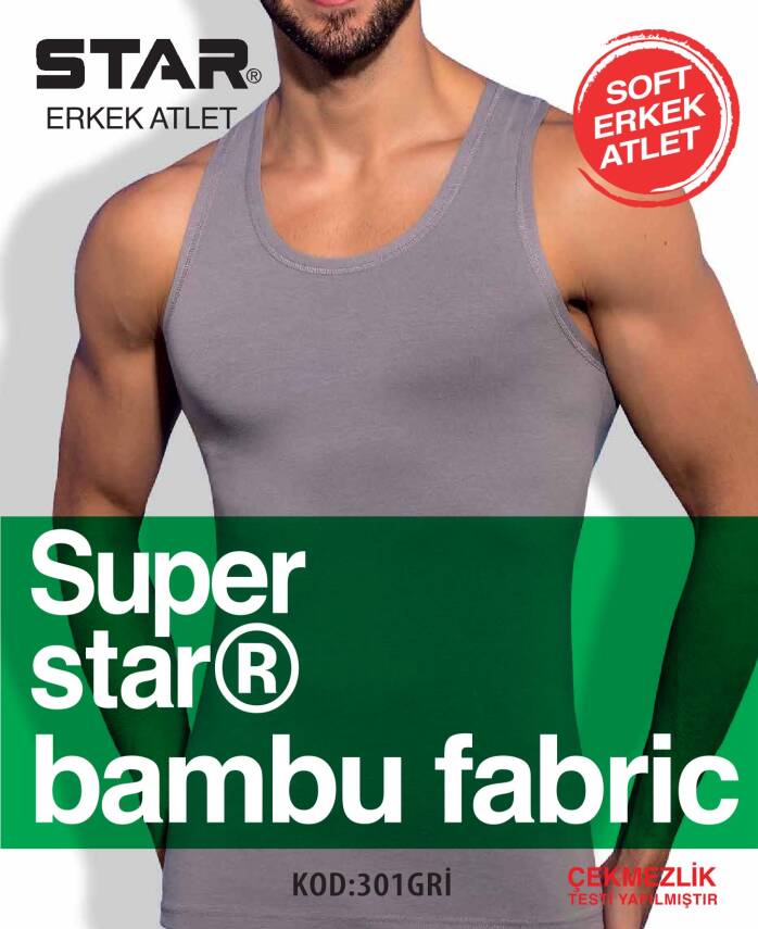  STAR ERKEK GRİ ORGANİK BAMBU ATLET - 1