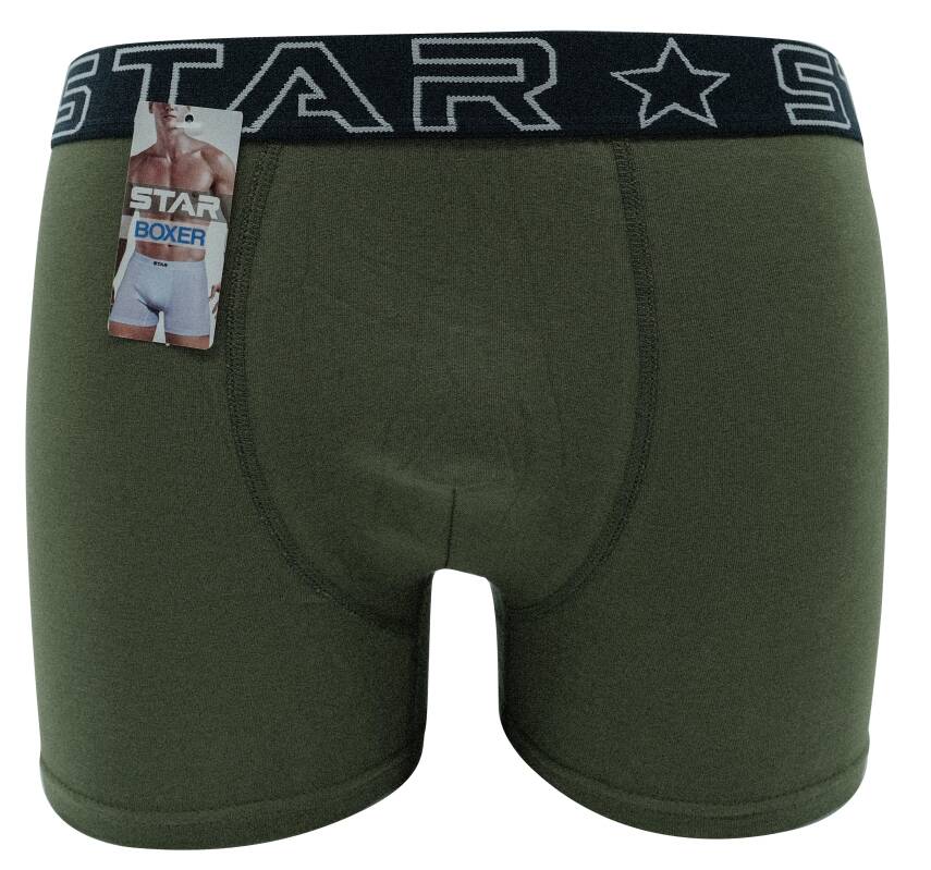 STAR HAKİ PAMUKLU ESNEK KEMERLİ BOXER - 1