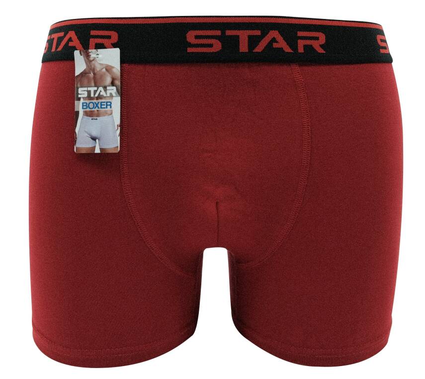 STAR KIRMIZI PAMUKLU ESNEK KEMERLİ BOXER - 1