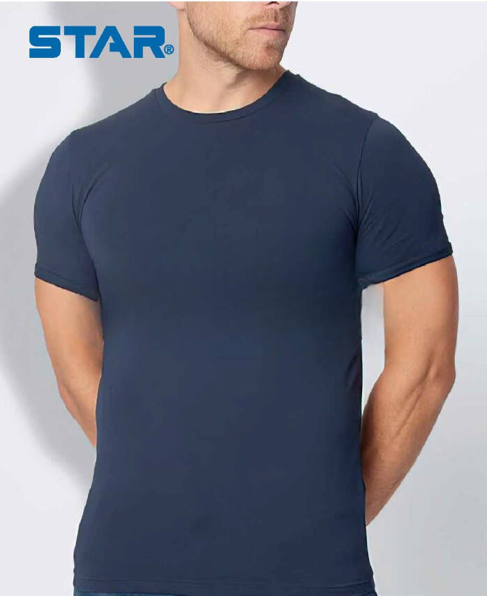 STAR ERKEK LACİVERT MODAL SIFIR YAKA KISAKOL T-SHİRT - 2