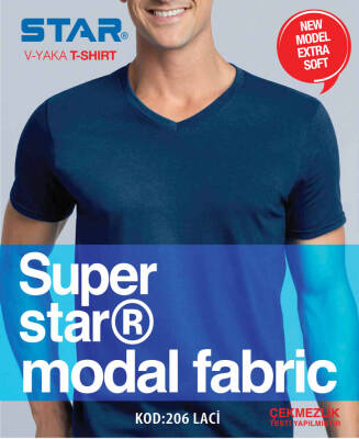 STAR ERKEK LACİVERT MODAL V YAKA T-SHİRT - Star
