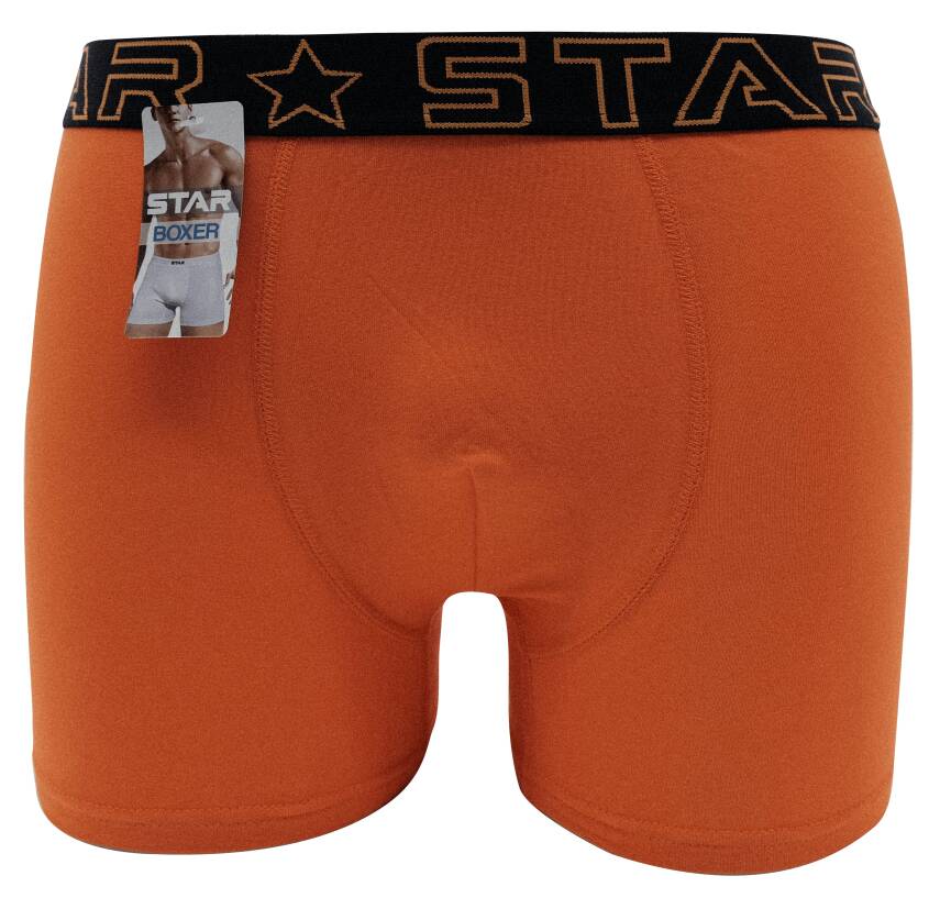 STAR TURUNCU PAMUKLU ESNEK KEMERLİ BOXER - 1