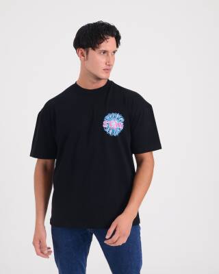 STAR ERKEK OVERSİZE ALEV BASKILI T-SHİRT - Star