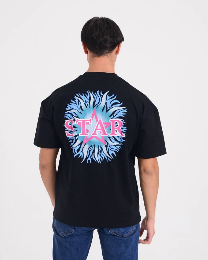 STAR ERKEK OVERSİZE ALEV BASKILI T-SHİRT - 2