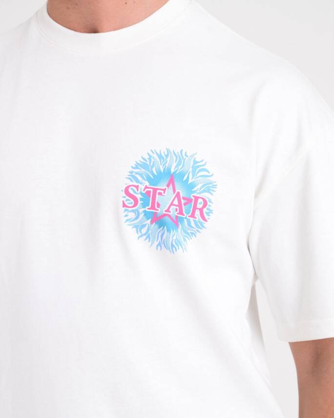 STAR ERKEK OVERSİZE ALEV BASKILI T-SHİRT - 7