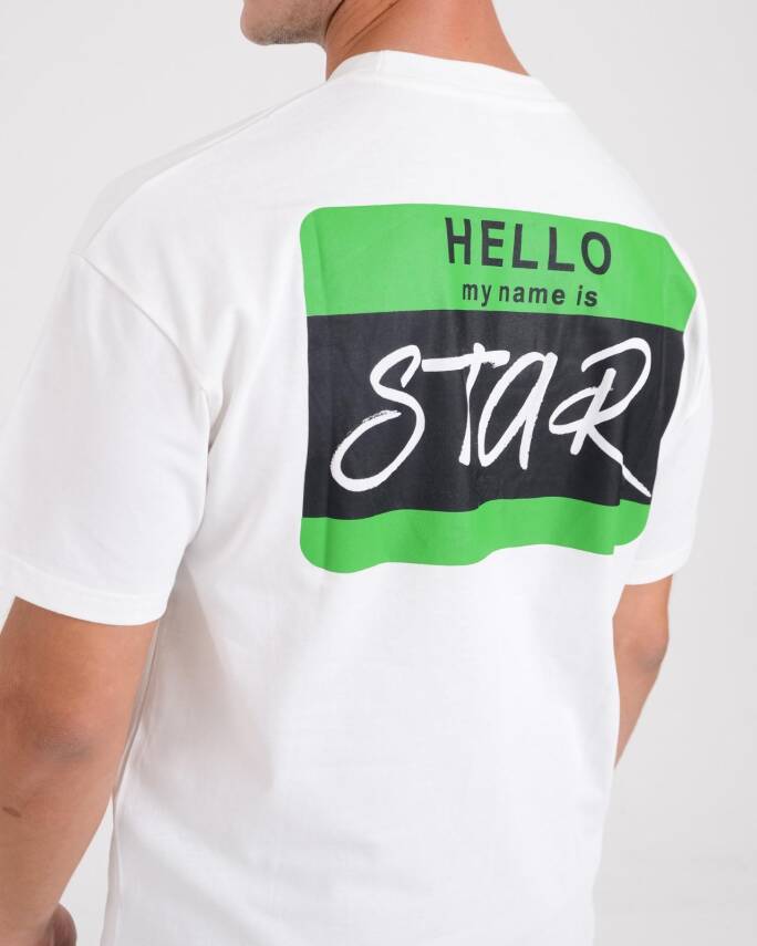 STAR ERKEK OVERSİZE HELLO STAR BASKILI T-SHİRT - 3
