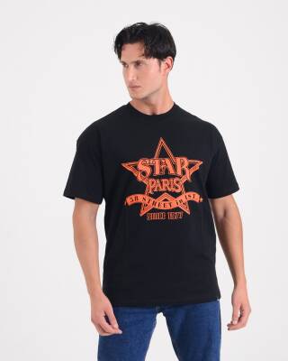 STAR ERKEK OVERSİZE STAR PARİS BASKILI T-SHİRT - Star