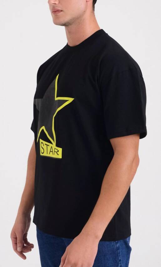 STAR ERKEK OVERSİZE YILDIZ BASKILI T-SHİRT - 1