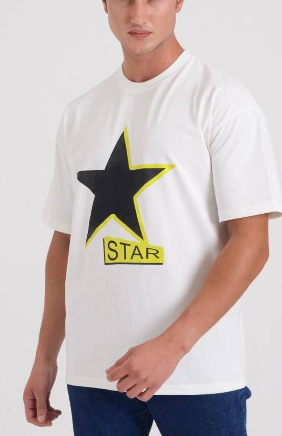 STAR ERKEK OVERSİZE YILDIZ BASKILI T-SHİRT - 3