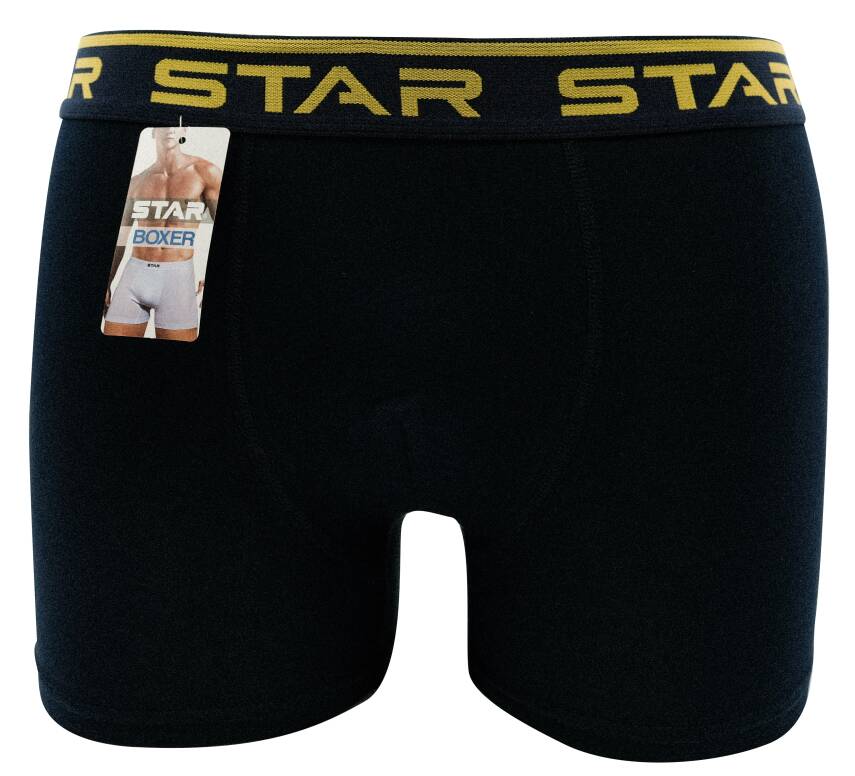 STAR SİYAH PAMUKLU ESNEK KEMERLİ BOXER - 1