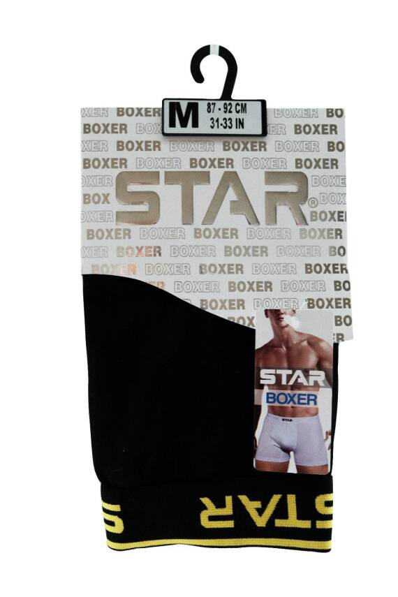 STAR SİYAH PAMUKLU ESNEK KEMERLİ BOXER - 2