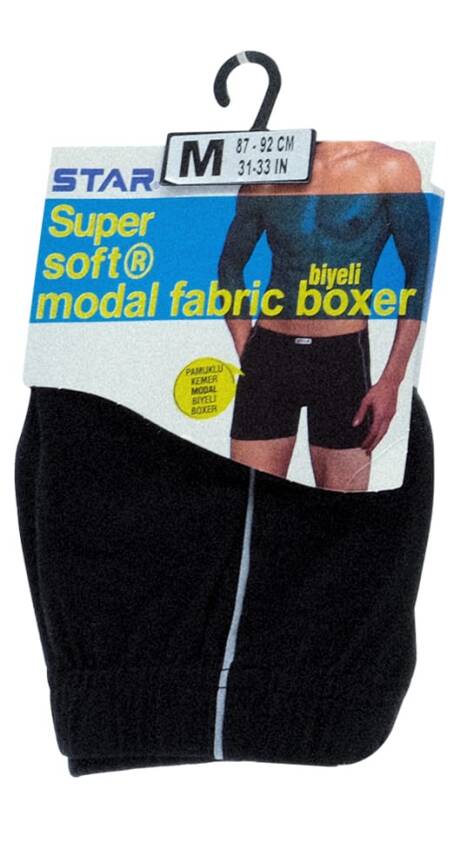 STAR ERKEK SİYAH MODAL PAMUKLU KEMER BİYELİ BOXER - 3