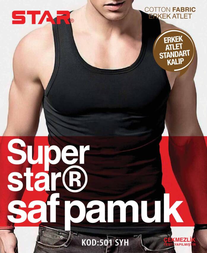 STAR ERKEK SİYAH SAF PAMUK ATLET - 2