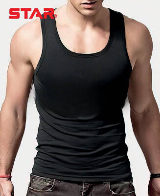 STAR ERKEK SİYAH SAF PAMUK ATLET - Star