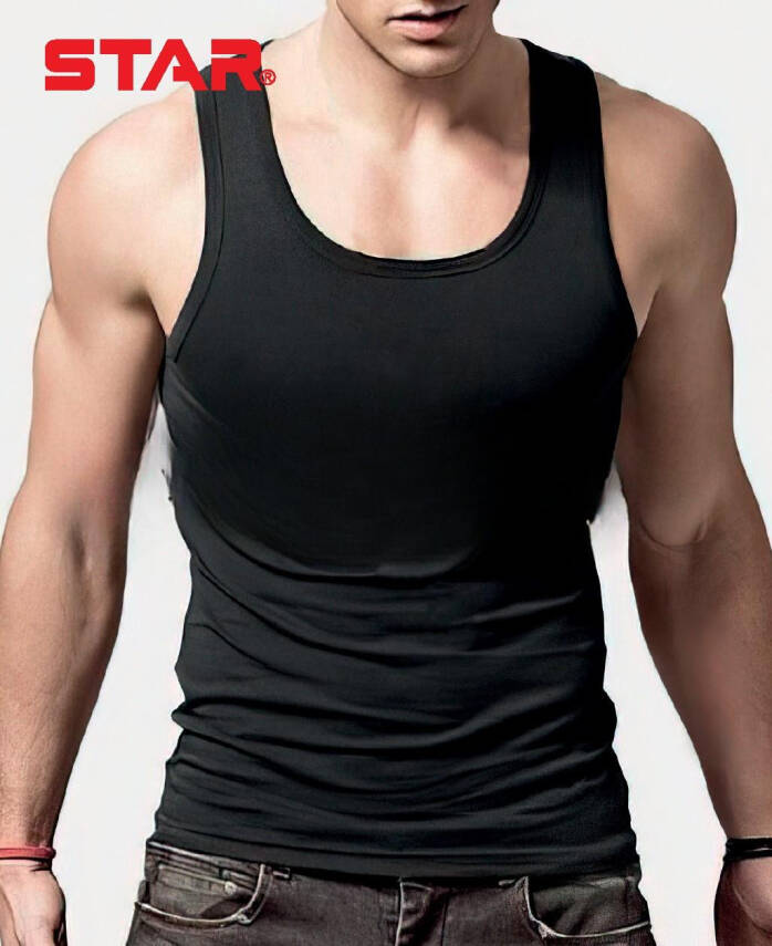 STAR ERKEK SİYAH SAF PAMUK ATLET - 1