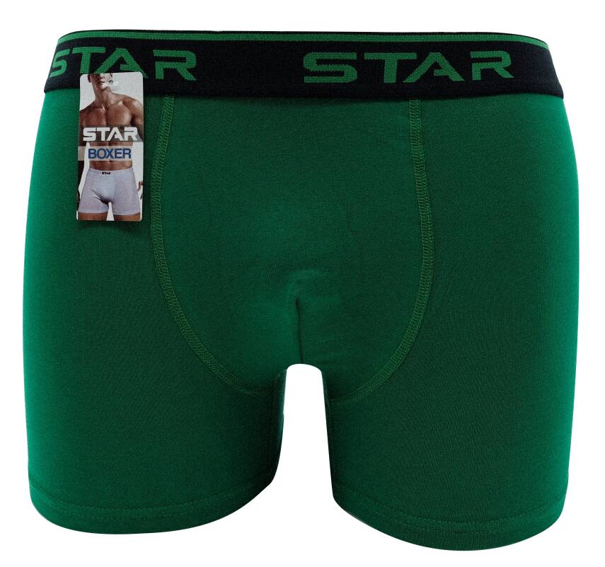 STAR YEŞİL PAMUKLU ESNEK KEMERLİ BOXER - 1