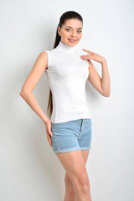 STAR İKİNCİ TEN KADIN BEYAZ SIFIRKOL BALIKÇI YAKA BODY ATLET - STAR BESTTREND