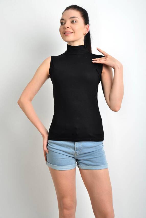 STAR İKİNCİ TEN KADIN SİYAH SIFIRKOL BALIKÇI YAKA BODY ATLET - 2