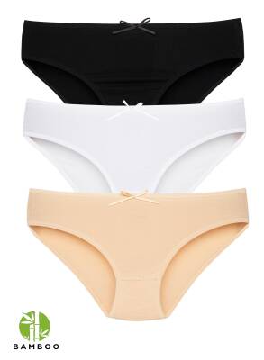 STAR KADIN 3 LÜ ASORTİ ORGANİK BAMBU BİKİNİ KÜLOT - Star