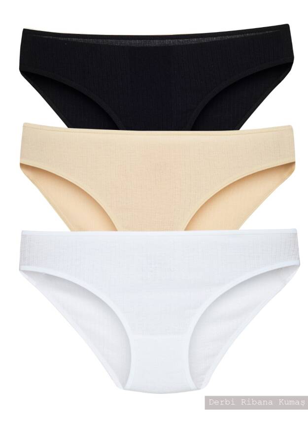 STAR KADIN 3 LÜ ASORTİ SAF PAMUK ÇİZGİLİ BİKİNİ KÜLOT - 1