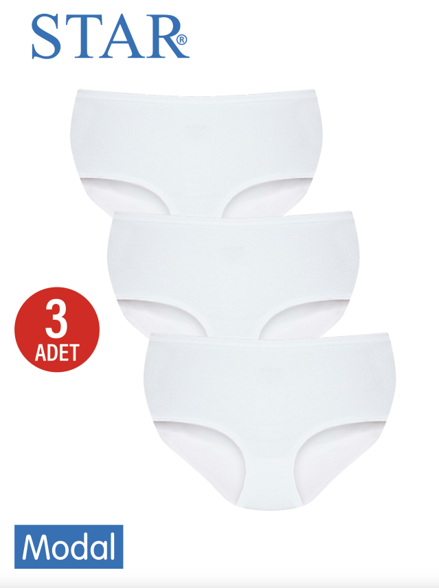 STAR KADIN 3 LÜ BEYAZ ORGANİK BAMBU BATO KÜLOT - 1
