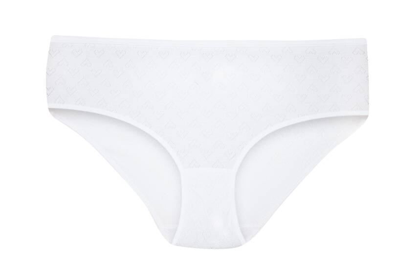 STAR KADIN 3 LÜ BEYAZ SAF PAMUK KALP DESENLİ BATO KÜLOT - 2