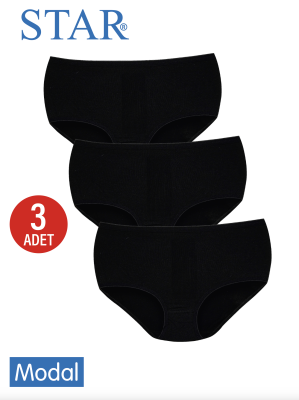 STAR KADIN 3 LÜ SİYAH ORGANİK BAMBU BATO KÜLOT 