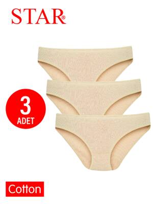 STAR KADIN 3LÜ TEN SAF PAMUK ÇİZGİLİ BİKİNİ KÜLOT - Star