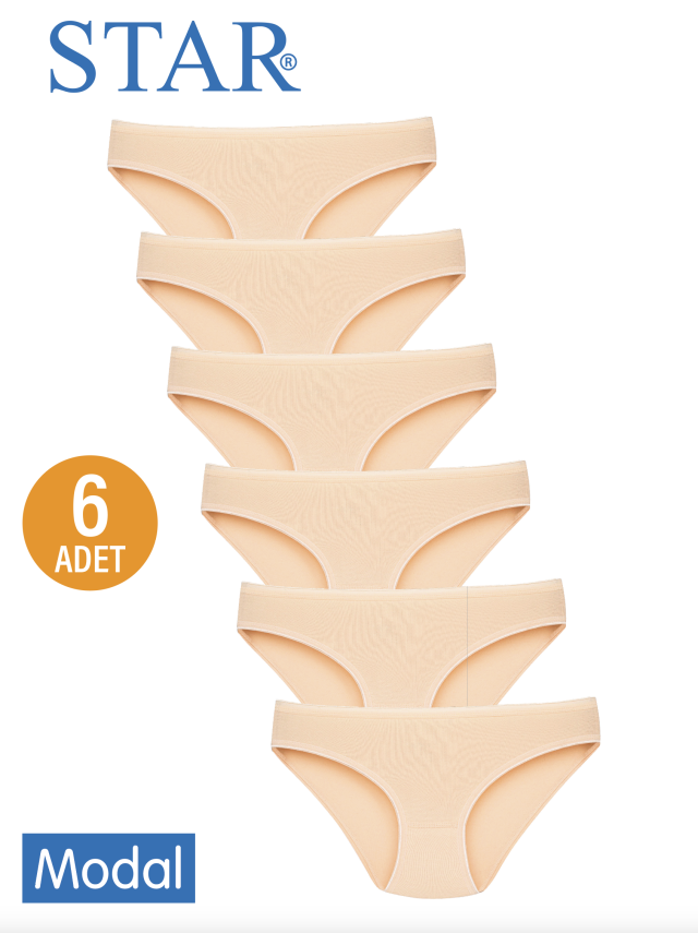 STAR KADIN 6 LI TEN MODAL İZ YAPMAZ BİKİNİ KÜLOT - 1