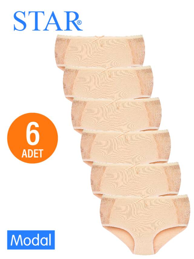 STAR KADIN 6 LI TEN MODAL YANI DANTEL DETAYLI BATO KÜLOT - 1