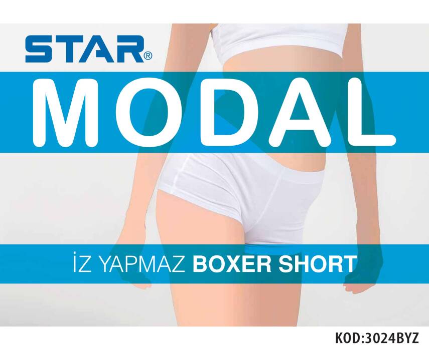 STAR KADIN BEYAZ MODAL BOXER KÜLOT - 2