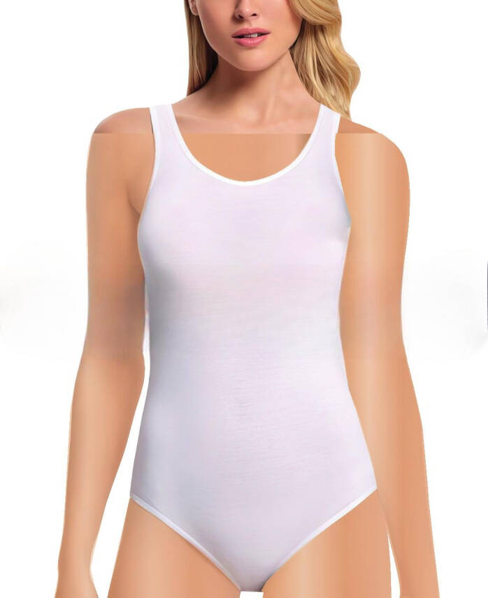 STAR KADIN BEYAZ MODAL GENİŞ ASKILI ÇITÇITLI BODY - 2