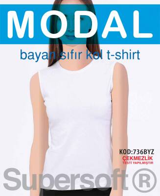 STAR KADIN BEYAZ MODAL SIFIR YAKA SIFIR KOL ATLET - Star