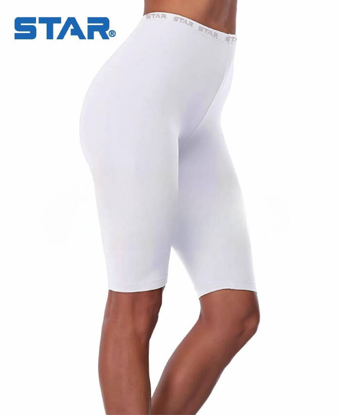 STAR KADIN BEYAZ ORGANİK BAMBU DİZ ÜSTÜ KISA TAYT - 2